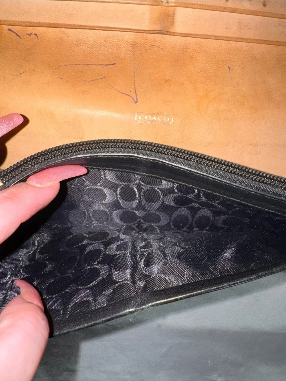 Coach Black Leather Wallet with Silver Buckle Detail